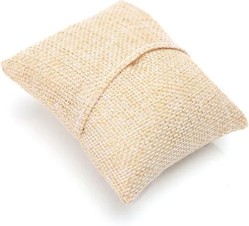 Miniatura 4 de 6 piezas pequeñas de lino para reloj de pulsera de almohada, exhibiciones de joyería de 3.2 x 3.2 x 1.5 pulgadas