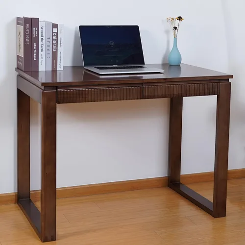 Miniatura 11 de Escritorio de madera maciza con cajón, escritorio de madera para oficina en casa para el trabajo, escritorio de computadora para estudiantes