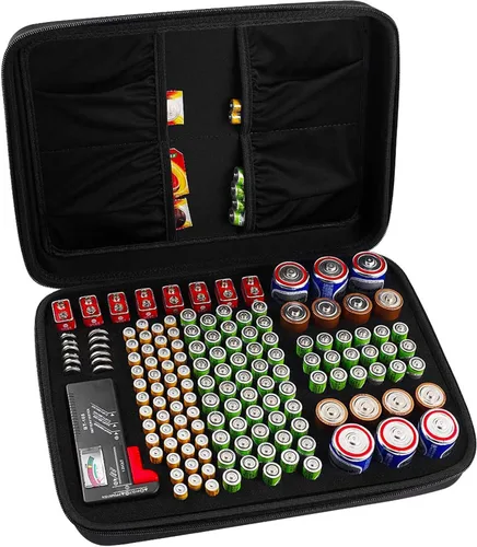 Miniatura 13 de Comecase - Caja de almacenamiento para batería dura, con estuche de transporte - Capacidad para 80 baterías AA AAA C D - con probador de batería