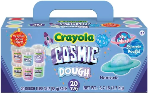 Crayola Cosmic Dough 20pk x 3oz - Juguetes especiales para niños, recuerdos de fiesta, artículos escolares - Masa para modelar brillante no tóxica