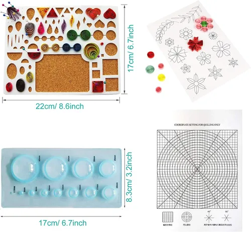 Miniatura 4 de Woohome Juego de 33 tiras de papel con 17 herramientas de quilling, 16 colores, 1600 tiras de papel con bolígrafo de quilling, papel de arte