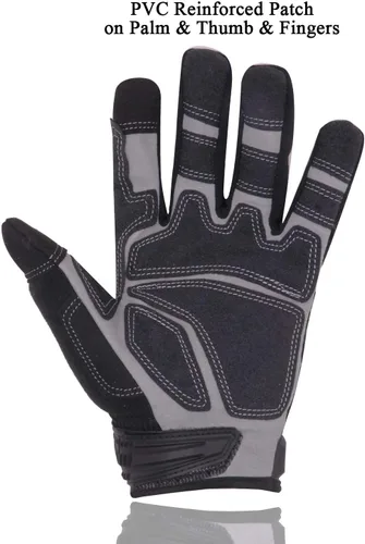 Miniatura 3 de HANDLANDY Mens Work Gloves Touch screen, Utility Mechanic Gloves, Flexible Breathable Fit- Padded Knuckles & Palm Negro rojo