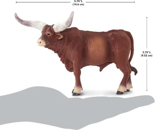 Miniatura 3 de Safari Ltd. Watusi Figura de toro – Figura detallada de vaca de plástico de 6 pulgadas – Juguete educativo de animales de granja para niños, niñas