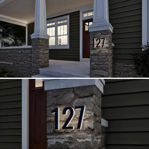 Miniatura 5 de Números de casa LED de 7 pulgadas, polímero ABS, retroiluminado cálido 2700K, números de dirección grandes iluminados para el hogar, señal de casa