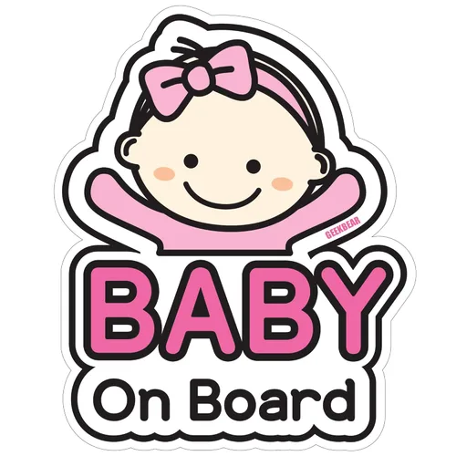 Miniatura 11 de GEEKBEAR Etiqueta engomada del coche del bebé a bordo, diseño del personaje, reflectante, resistente a la intemperie (01. Niño básico)
