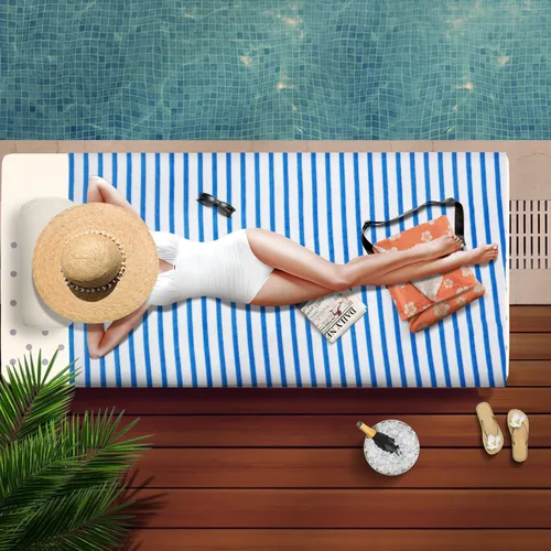 Miniatura 2 de JML Toallas de playa de microfibra, juego de 6 toallas de baño a rayas Cabana, 27 x 55 pulgadas, grandes, absorbentes, de secado rápido, no se