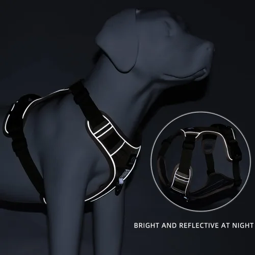 Miniatura 6 de Arnés para perro sin tirones, chaleco para mascotas, con 2 clips para correa, ajustable, reflectante, sin estrangulamiento, chaleco para perro