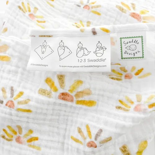 Miniatura 3 de SwaddleDesigns Mantas Envolventes de Muselina de Algodón, Juego de 4, Manta de Recepción para Bebés Recién Nacidos, Registro de Bebés y Regalo, Días