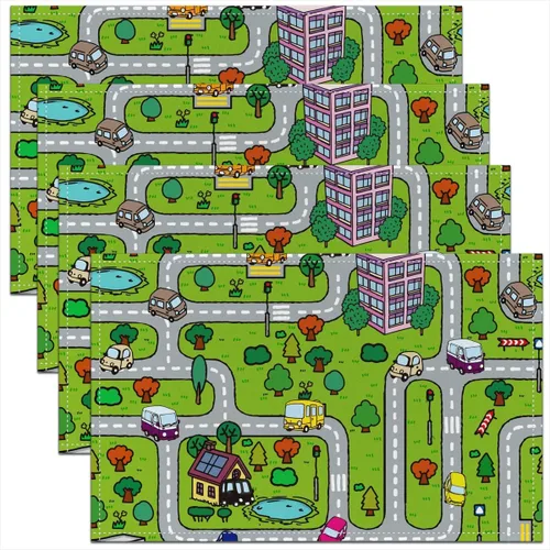 Miniatura 5 de Juego de 4 manteles individuales de aprendizaje educativo para niños, de 12 x 18 pulgadas, con números del alfabeto ABC, juego de 4 manteles