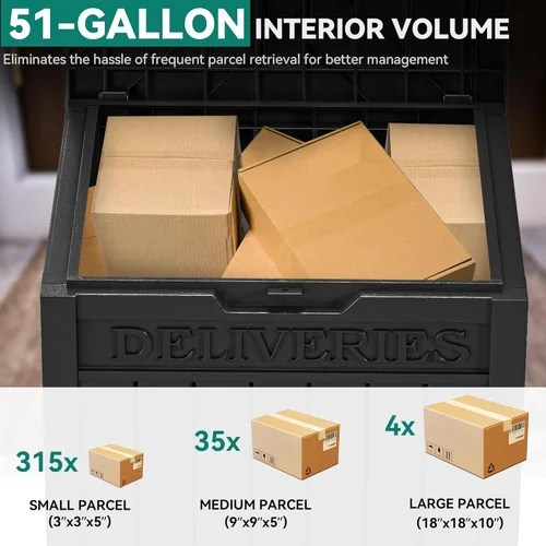 Miniatura 4 de YITAHOME Caja de entrega de paquete de resina de 51 galones para exterior, caja de almacenamiento con cerradura segura, caja de cubierta de resina