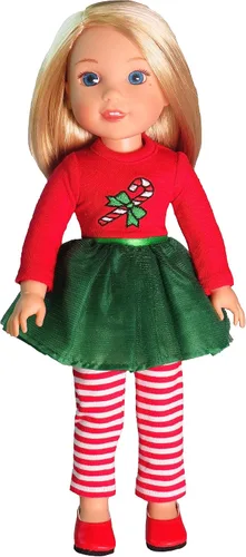 Miniatura 4 de American Fashion World Set de Vestido Tutu de Cane de Caramelo para Muñecas de 14 Pulgadas Incluye Leggings Calidad Premium y Diseño Moderno