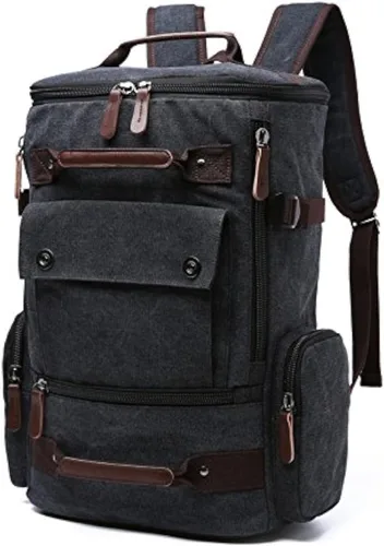 Mochila de lona vintage Mochila de viaje casual Mochila de 15.6 pulgadas para laptop Mochila de senderismo camping