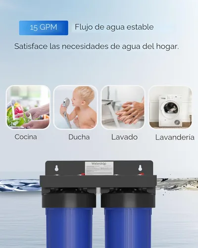 Miniatura 7 de Waterdrop - Filtro de agua para la casa, con filtro de carbono y de sedimentos de 5 etapas, reduce el plomo, el cloro, el olor y el sabor, 2 etapas