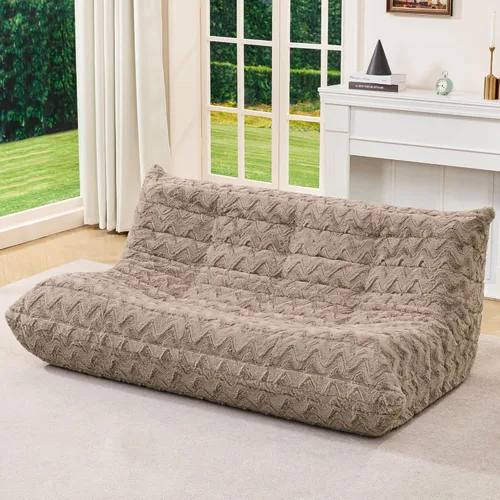 Miniatura 26 de Sillones tipo puf para adultos, puf gigante con espuma viscoelástica, sillón puf con relleno, piel sintética, para la sala, dormitorio u oficina azul