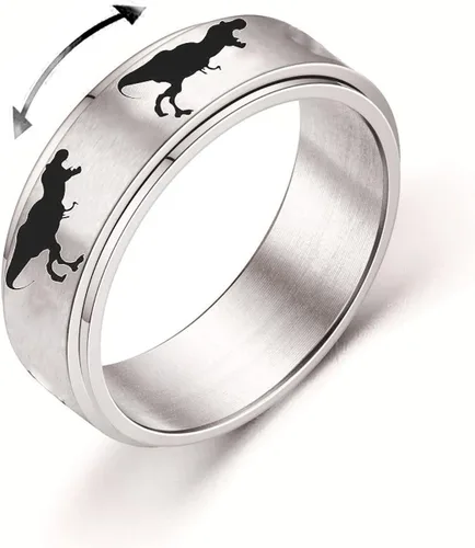 Miniatura 9 de INENIMARTJ Anillos giratorios de dinosaurio para mujeres y hombres, anillos giratorios de dinosaurio de acero inoxidable, anillo de ansiedad de C