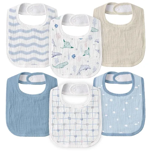 Miniatura 23 de Baberos de muselina para bebé, paquete de 8, baberos para babear y dentición para bebé, absorbentes, suaves de algodón orgánico, babero ajustable