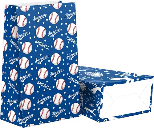 Miniatura 3 de SamPartyShop Paquete de 24 bolsas de dulces para fiesta de béisbol con calcomanías, suministros de fiesta de cumpleaños con temática de béisbol