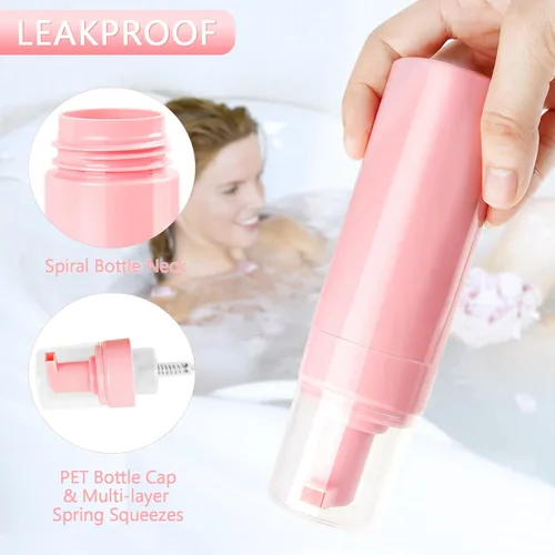 Miniatura 5 de Botella de espuma vacía rosa de 5.1 oz/5.1 fl oz, botella de espuma de viaje para jabón, champú, botella dispensadora de espuma de limpieza