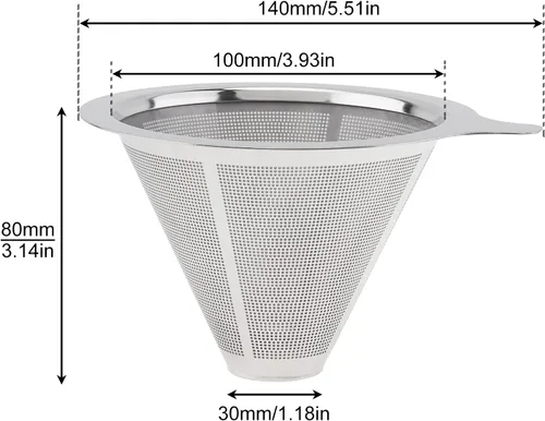 Miniatura 2 de TQEONKL - Gotero de café reutilizable sin papel, cono de metal, reutilizable, taza individual (2-4 tazas)