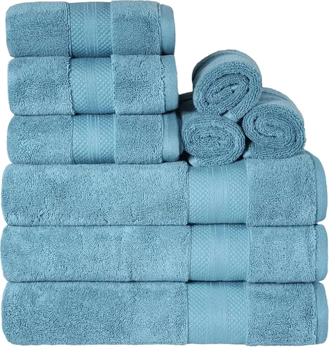 Miniatura 68 de Superior Juego de toallas de algodón turco de 9 piezas, 3 toallas de baño, 3 manos, 3 toallas faciales para el hogar, artículos esenciales de baño