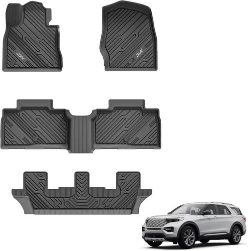 Miniatura 16 de 3W Tapetes para piso y alfombra delantera para Ford F150 / F-150 Lightning SuperCrew Cab 2015-2025, forro para piso TPE todo clima resistente