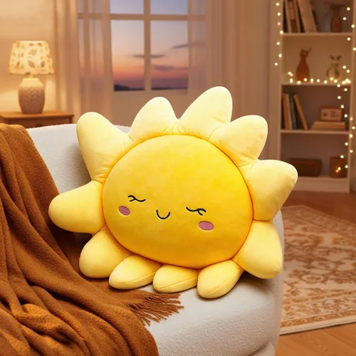 Miniatura 9 de Juexica 1 pieza de cojín de felpa con forma de sol para sofá, cojín de piso con forma de sol, lindo juguete de felpa para niños, mujeres, niñas