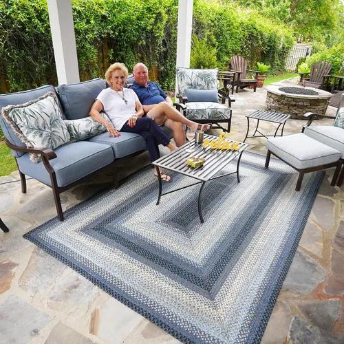 Miniatura 73 de Alfombra ovalada trenzada gris humo de 20 x 30 pulgadas, lavable para interiores y exteriores, decoración campestre para cocinas y entradas