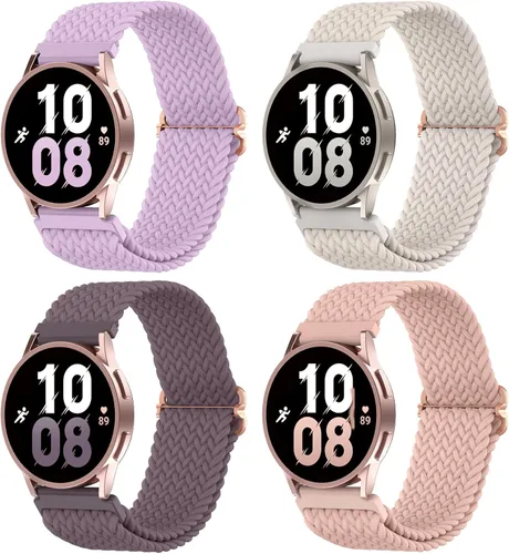 Delidigi Correa elástica de reloj Galaxy para Samsung Galaxy Watch 7/6/5/5 Pro/4/FE/Active 2, 0.787 pulgadas, correa elástica de nailon suave y Rosa