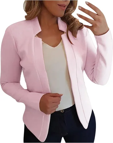 Chaquetas ligeras para mujer, estilo casual, manga larga, frente abierto, chaqueta elegante, para trabajo, oficina, trajes profesionales