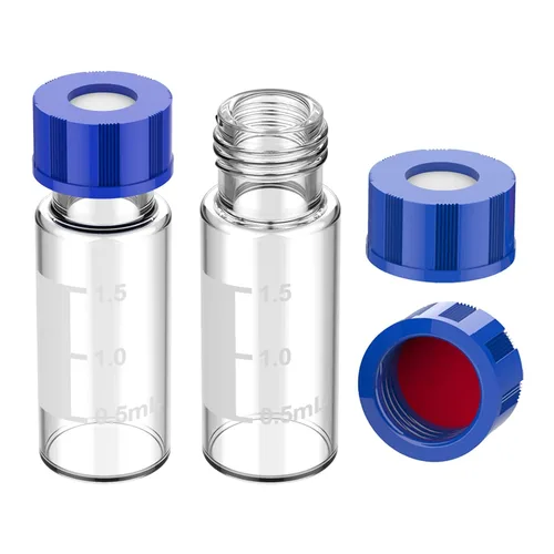 Miniatura 8 de Membrane Solutions Viales de muestreo automático, viales de HPLC de 0.1 fl oz, viales de ámbar de laboratorio 9-425 con punto de escritura