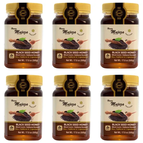 Miniatura 7 de Mujezat Al-Shifa - Paquete de 3 Miel de Semilla Negra - No Mezclada con Aceite o Polvo - Sin Gluten - Sin OGM - Miel Orgánica - Potenciador Inmune