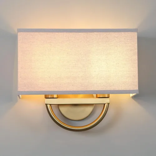 Yosoan Aplique de pared de latón dorado, estilo bohemio, para escaleras, 2 luces, para interiores, con cable doble, montaje en pared, luces de base