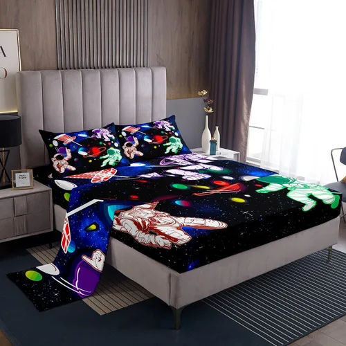 Miniatura 13 de Manfei Juego de sábanas musicales tamaño matrimonial, juego de ropa de cama con estampado de notas musicales retro para niños y niñas, decoración
