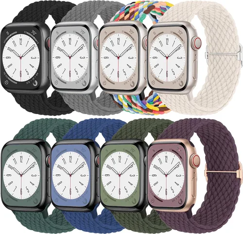 Miniatura 10 de Braided Solo Loop for Apple Watch Band 40mm 41mm 45mm 44mm iWatch Bands 38mm 42mm Men/Women,Stretchy Elastic Nylon Strap Wristband for Apple Watch