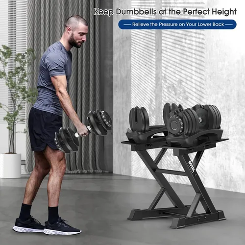 Miniatura 4 de Estante Ajustable para Mancuernas Estante de Pesas Resistente, Soporte de Almacenamiento de Mancuernas para Gimnasio en Casa con Base Negro