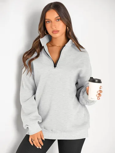 Miniatura 2 de Trendy Queen Womens Oversized Sweatshirts Hoodies Half Zip Pullover Fall Fashion Outfits 2024 Y2k Clothes