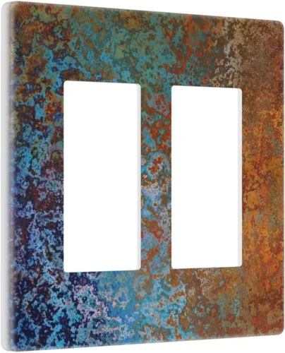 Miniatura 189 de Placa Decorativa de Pared Beige Boho de Mediados de Siglo Sol Abstracto 1-Gang Retro Años 70 Arte Geométrico Moderno con Arco Eléctrico Interruptor