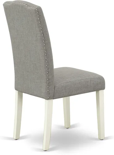 Miniatura 9 de East West Furniture HBEN3-LWH-06 - Juego de mesa de comedor de 3 piezas que contiene una mesa de comedor redonda con pedestal y 2 sillas Parsons