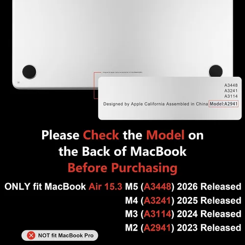 Miniatura 2 de MEEgoodo Funda para MacBook Air M5/M4/M3/M2 de 15 pulgadas 2026 2025 2024 2023, funda compatible con el modelo (A3448/A3241/A3114/A2941)