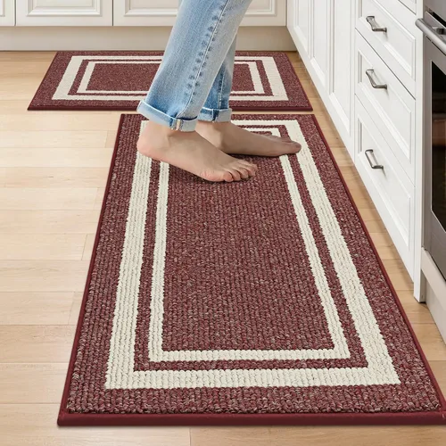 Miniatura 48 de COSY HOMEER Tapete de cocina antideslizantes, absorbentes para el piso, alfombra de cocina lavable, tapete de pie para fregadero, alfombra de Beige