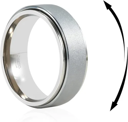 Anillo giratorio de titanio de tungsteno de 0.2360.315 pulgadas para hombre, tamaño medio, sin níquel, anillo de ansiedad para hombres y mujeres,