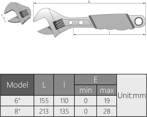 Miniatura 5 de Utoolmart Llave ajustable de agarre TPR de 6 pulgadas y 0.748 in de apertura 1 unids