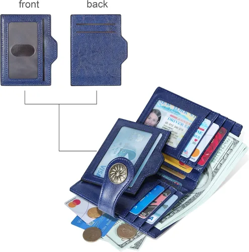 Miniatura 4 de Travelambo Rfid Wallet - Cartera de cuero para mujer, Azul profundo, Moda