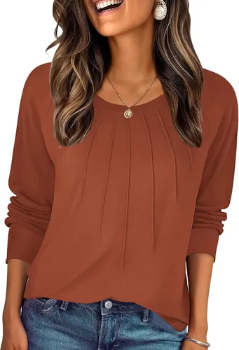 Miniatura 24 de Zeagoo Blusas de otoño para mujer, camisas de manga larga, blusas casuales de algodón, blusas plisadas elegantes 2025