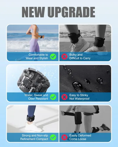 Miniatura 4 de DAILYLIFE Pesas de tobillo, pesas de tobillo ajustables para Pilates para mujeres y hombres, pesas de muñeca, correas de peso para piernas, juego