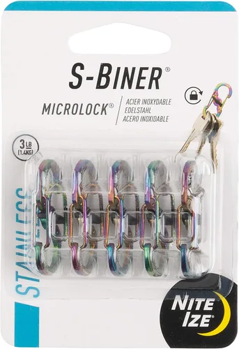 Miniatura 8 de Nite Ize S-Biner MicroLock de aluminio, llavero con mosquetón de bloqueo, paquete de 5, colores surtidos