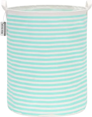 Miniatura 6 de Sea Team. - Cesta grande de 19.7 pulgadas, con recubrimiento impermeable, textil de algodón ramio, plegable, cesta para lavandería, cesta cilíndrica