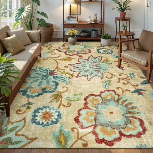 Miniatura 25 de Lahome - Tapete floral con estampado de cachemira, lavable, antideslizante, pequeño, anti-manchas, suave, para baño, entrada, dormitorio, Negro
