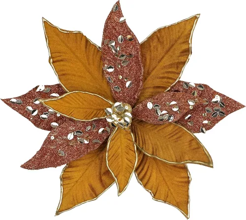 Miniatura 11 de Briful Flores de Pascua con Purpurina Navideñas de Cabezas Grandes de 12 Pulgadas Adornos para Árbol de Navidad Juego de 4 Flores Artificiales