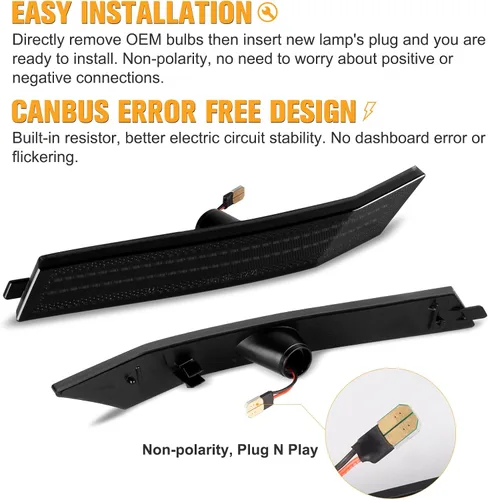 Miniatura 5 de Gempro Luces LED de Marcador Lateral del Parachoques Delantero para Ford Fusion 2006-2009 Lámparas de Señal de Estacionamiento Lente Ahumado, 2